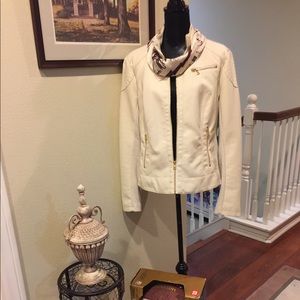 White Faux Leather Racer Jacket